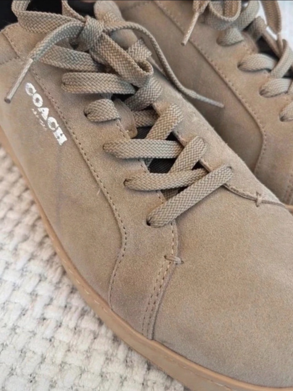 Coach Men's Suede Sneakers in Light Taupe